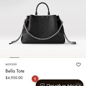 Louis Vuitton Bella Tote - Mehina leather -Noir- authentication tag 🏷️ NWT